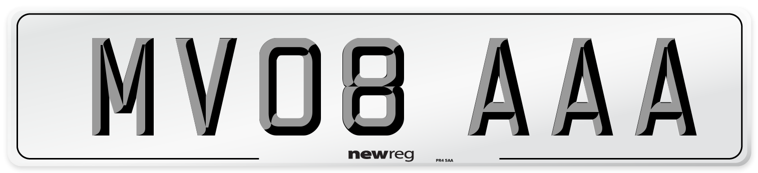 MV08 AAA Number Plate from New Reg